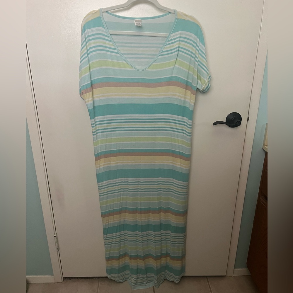 Cozy Aqua Striped maxi Dress
